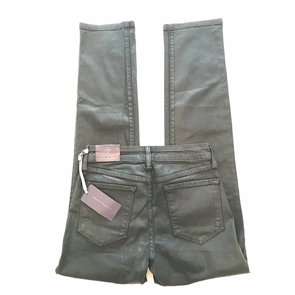NYDJ NWT Sz 0/34 Green Coated Skinny Jeans - Picture 3 of 8